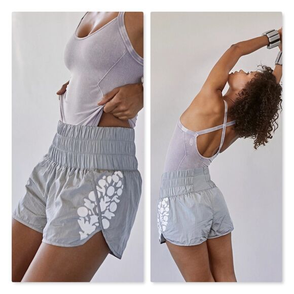 Free People FP Movement The Way Home Logo Running Shorts in Arctic Mist Size S - Picture 1 of 10